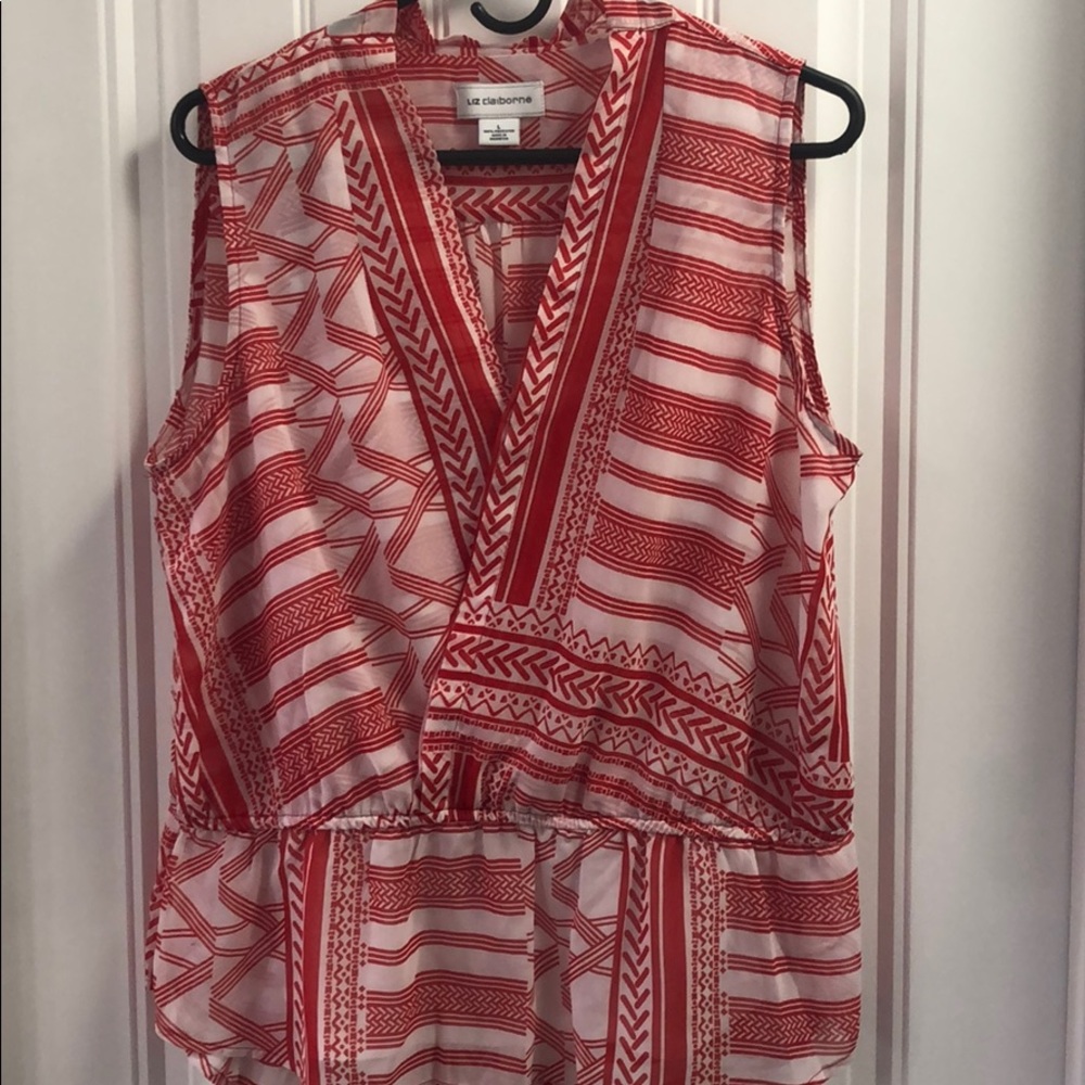Liz Claiborne red and white blouse.